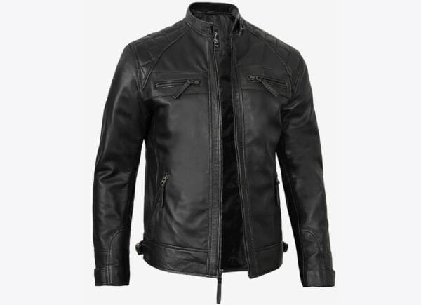 Real Leather Jacket Cafe Racer Style