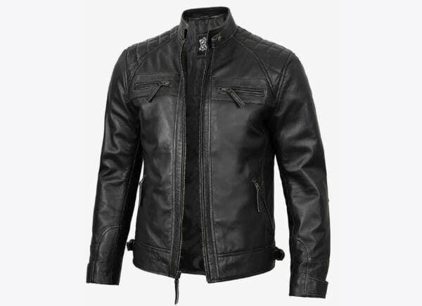 Leather Jacket Quilted Shoulder Style